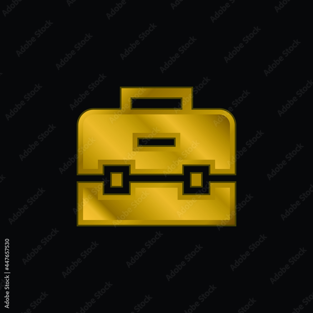 Briefcase gold plated metalic icon or logo vector Briefcase gold plated metalic icon or logo vector