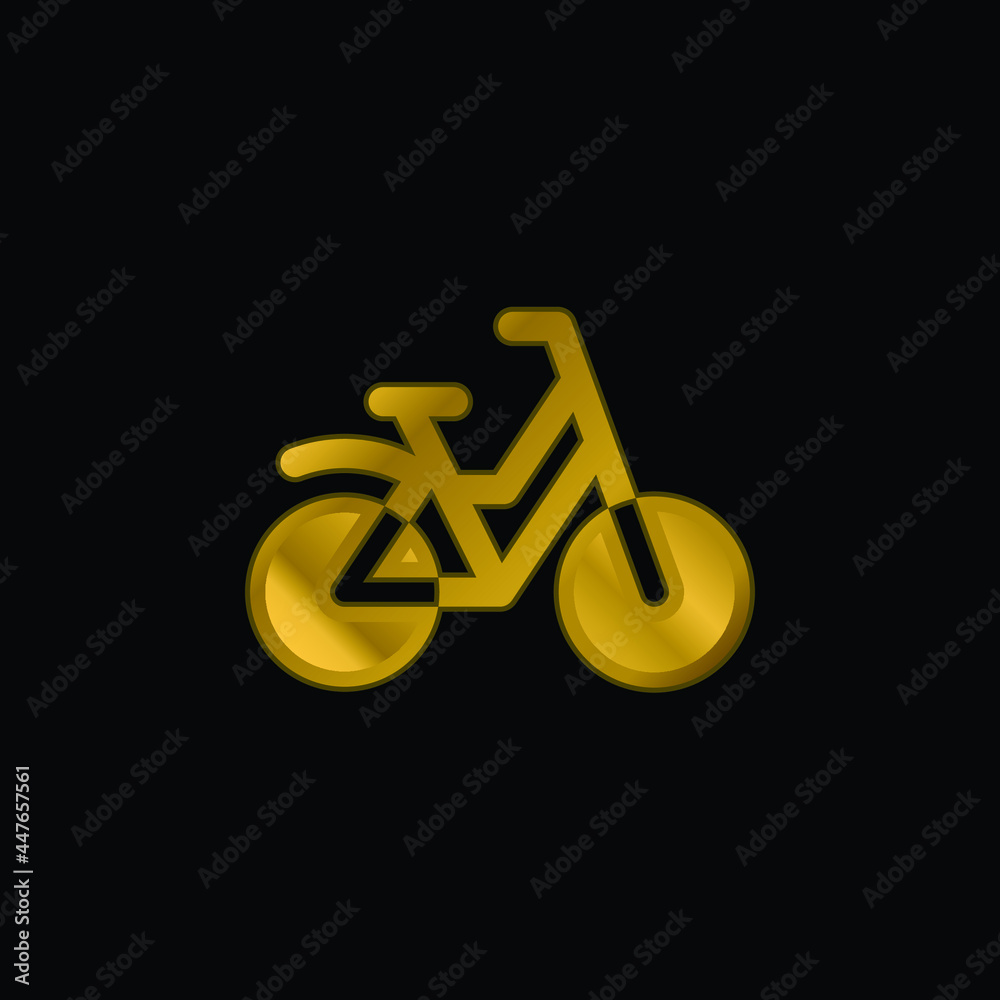 Bicycle gold plated metalic icon or logo vector