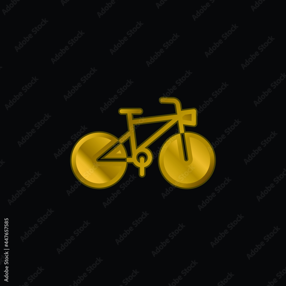 Bicycle gold plated metalic icon or logo vector Bicycle gold plated metalic icon or logo vector