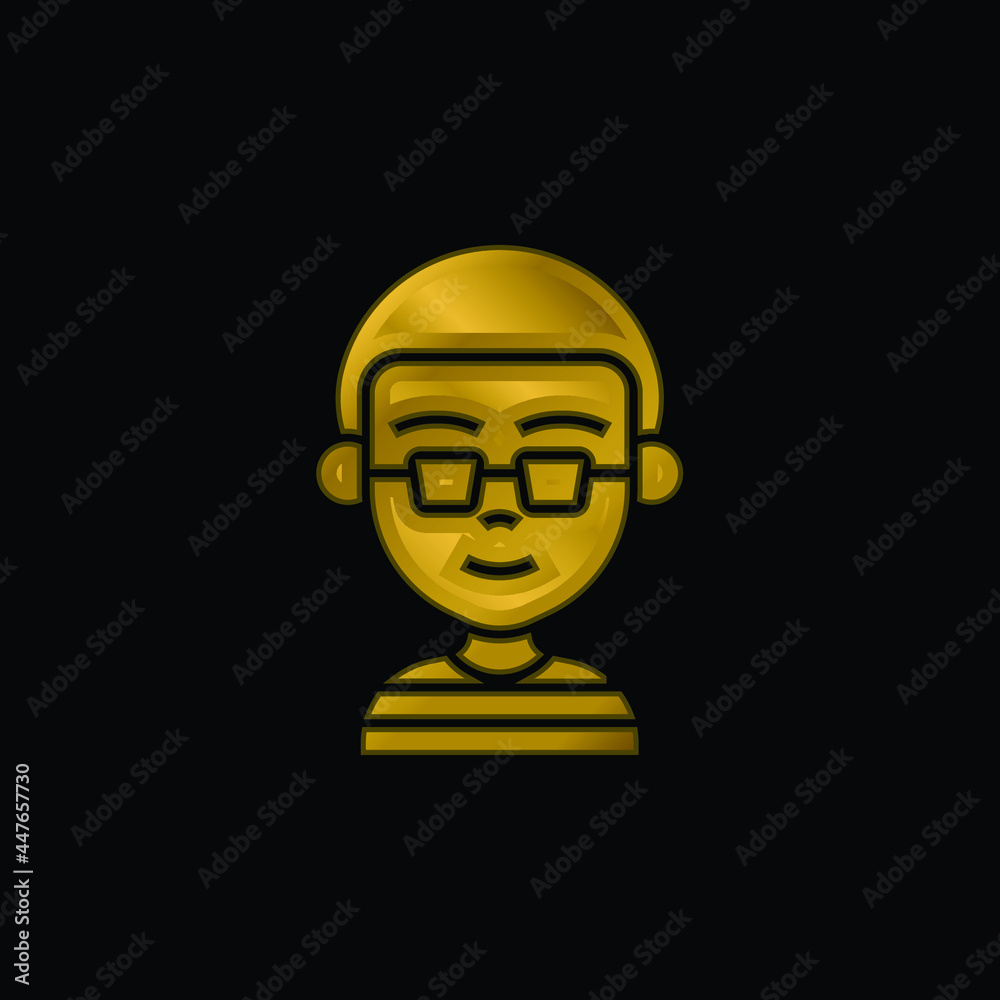 Boy gold plated metalic icon or logo vector Boy gold plated metalic icon or logo vector