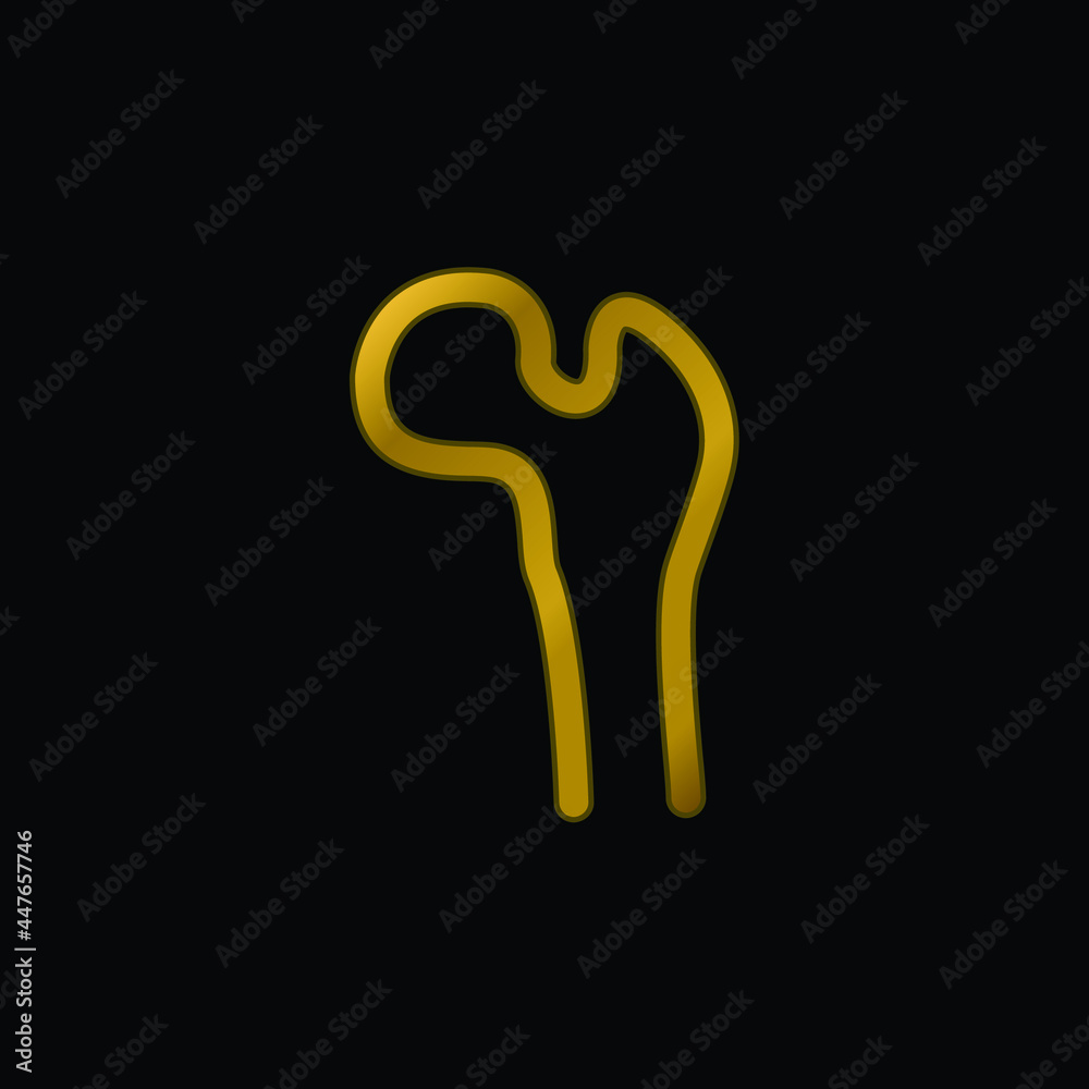 Bone Structure Tip gold plated metalic icon or logo vector Bone Structure Tip gold plated metalic icon or logo vector