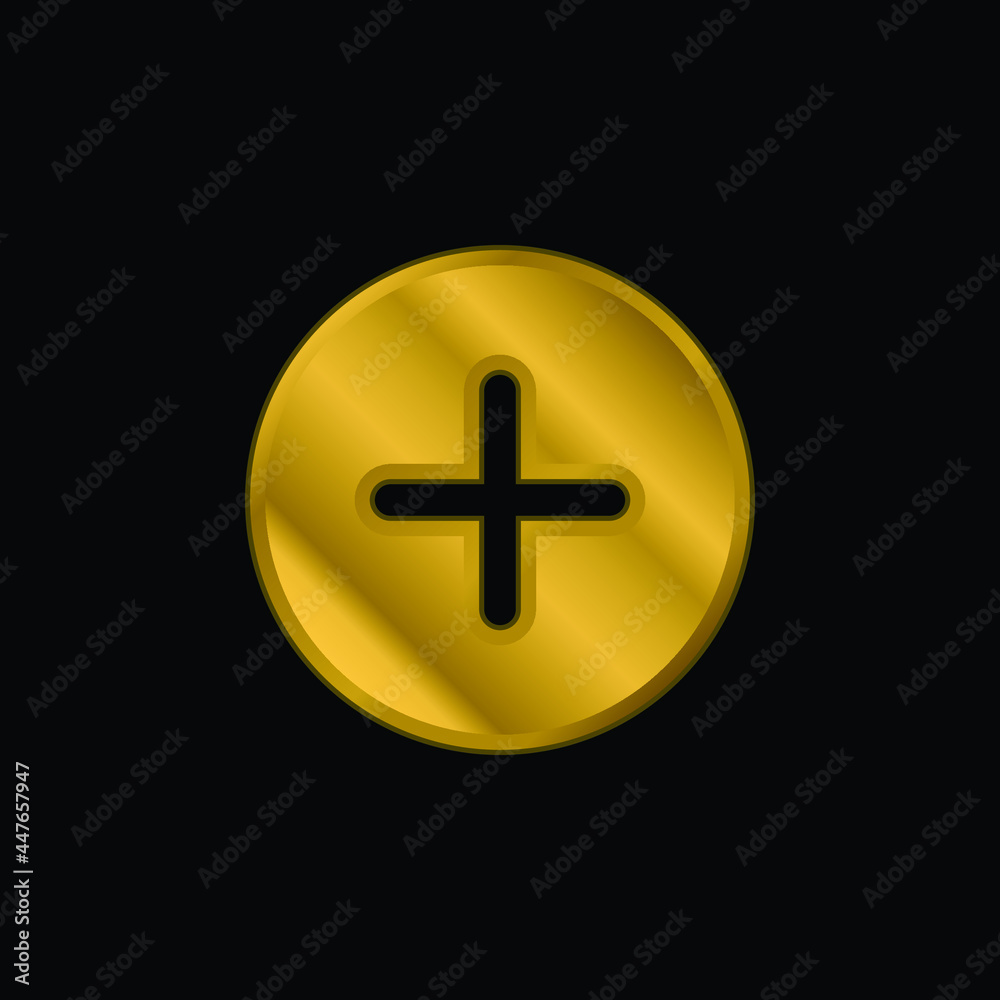 Fototapeta premium Add gold plated metalic icon or logo vector
