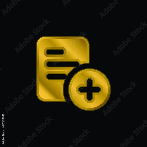 Add gold plated metalic icon or logo vector