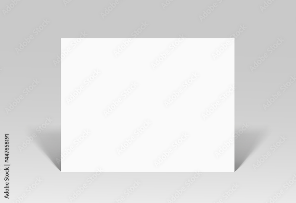 Empty paper sheet. A4 horizontal format paper with shadows on gray background. Magazine, booklet, postcard, banner, flyer, business card or brochure mockup. Vector Illustration EPS10. Empty paper sheet. A4 horizontal format paper with shadows on gray background. Magazine, booklet, postcard, banner, flyer, business card or brochure mockup. Vector Illustration EPS10.