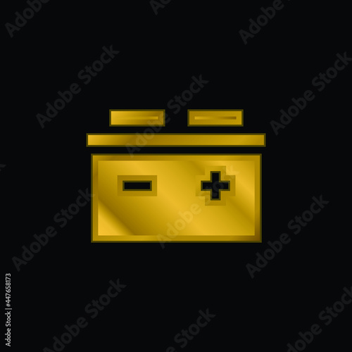 Battery gold plated metalic icon or logo vector