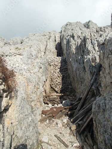 memory od world war 1 in dolomites at sass de stria photo