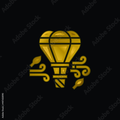 Air Balloon gold plated metalic icon or logo vector