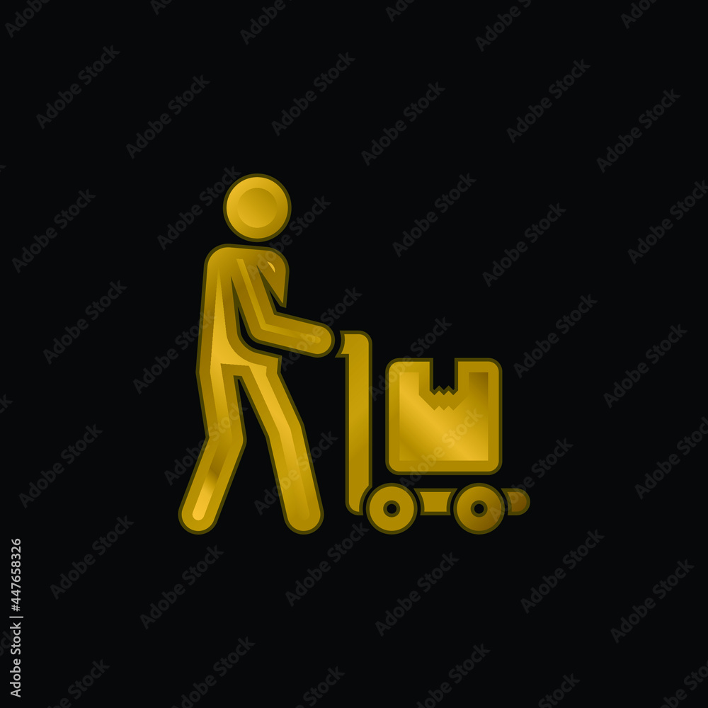 Airport gold plated metalic icon or logo vector