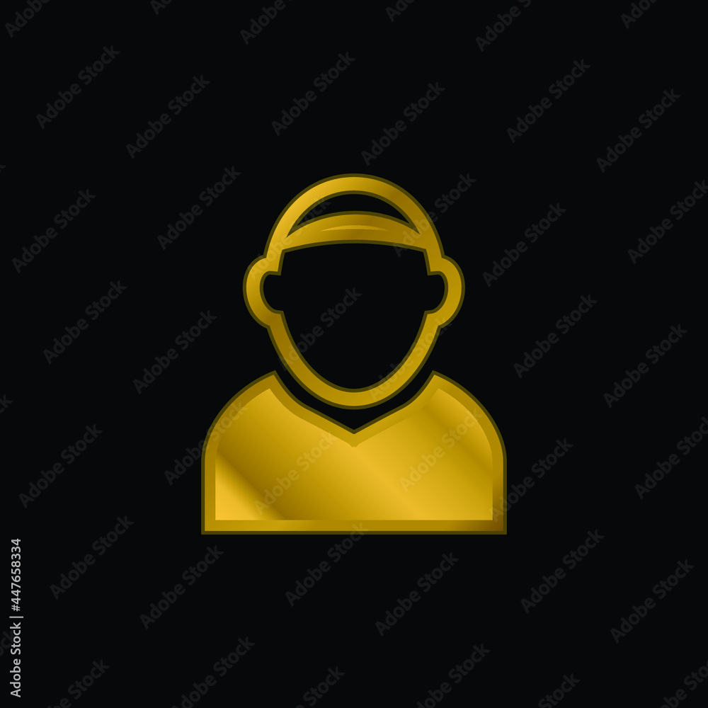 Bald Male Avatar gold plated metalic icon or logo vector
