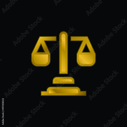 Balance gold plated metalic icon or logo vector