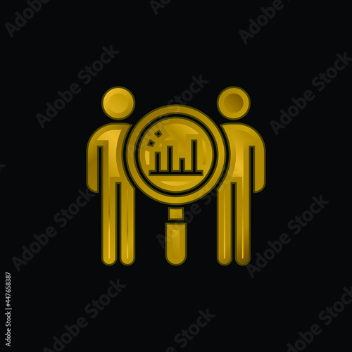 Benchmark gold plated metalic icon or logo vector