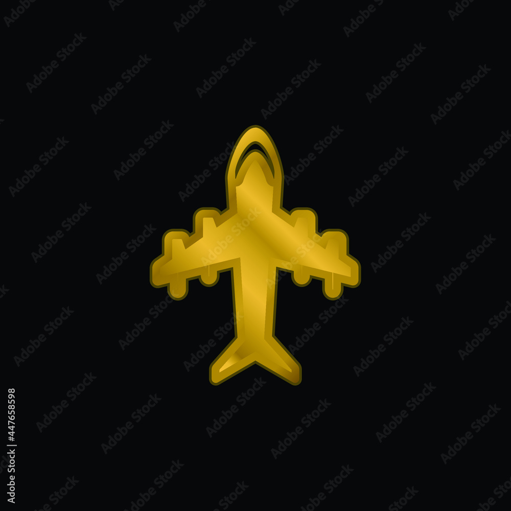 Fototapeta premium Aeroplane With Four Big Motors gold plated metalic icon or logo vector