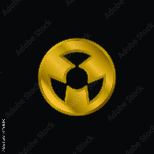Atomic Symbol gold plated metalic icon or logo vector