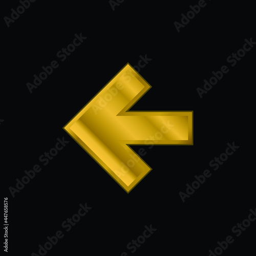 Arrow Pointing To Left gold plated metalic icon or logo vector