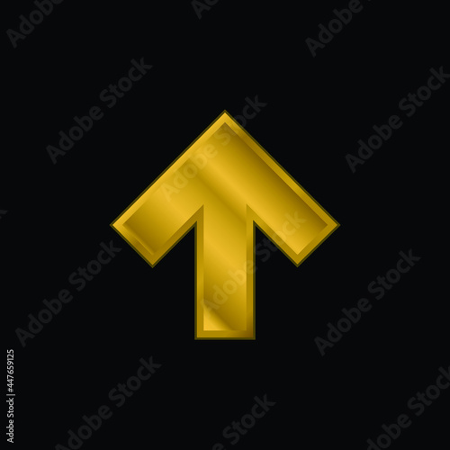 Arrow Pointing To Up gold plated metalic icon or logo vector