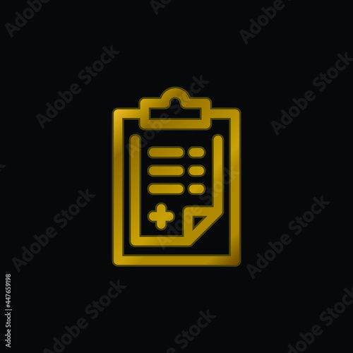 Admision Form gold plated metalic icon or logo vector