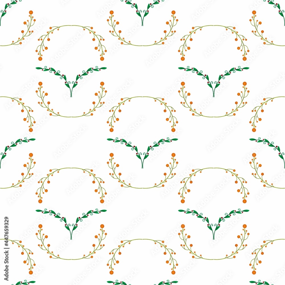 Raster pattern of branches, leaves. Set for Wallpaper, Scrapbooking, Fabric, Postcards, Posters. Ornament Autumn, Summer, herbal, floral.