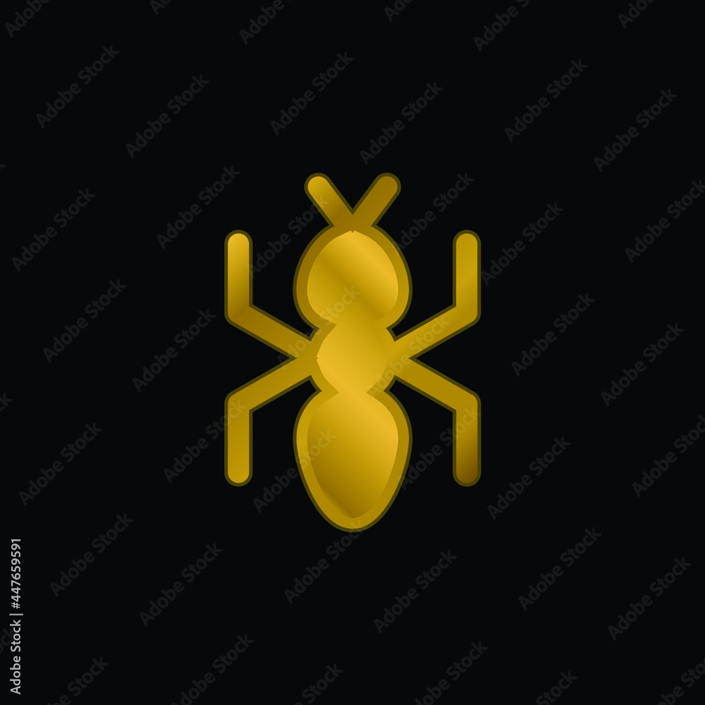 Ant gold plated metalic icon or logo vector Ant gold plated metalic icon or logo vector