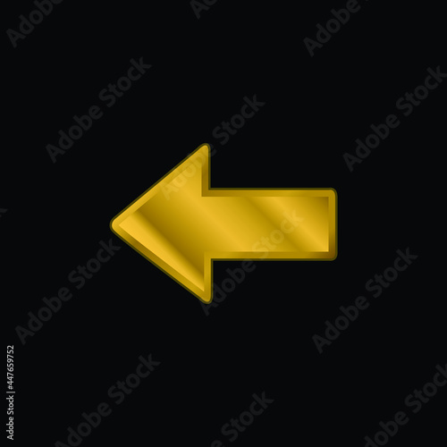 Arrow Pointing To Left gold plated metalic icon or logo vector
