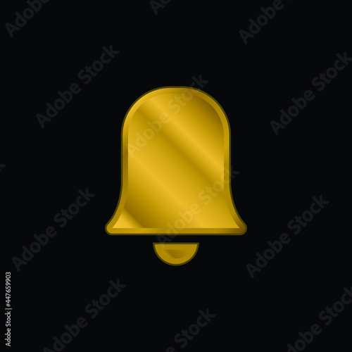 Alarm Black Filled Bell Symbol gold plated metalic icon or logo vector