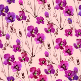 seamless retro floral pattern with pink flowers