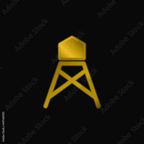 Big Water Tank gold plated metalic icon or logo vector