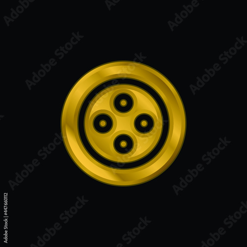 Botton gold plated metalic icon or logo vector