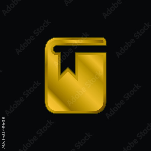 Book gold plated metalic icon or logo vector