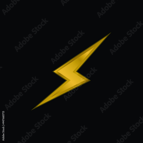 Bolt gold plated metalic icon or logo vector