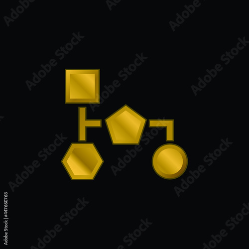 Block Scheme Of Black Geometrical Shapes gold plated metalic icon or logo vector