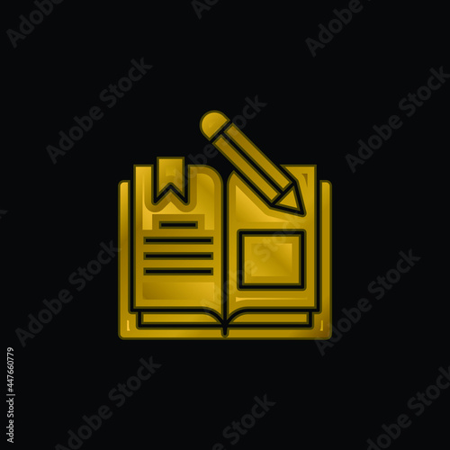 Book gold plated metalic icon or logo vector