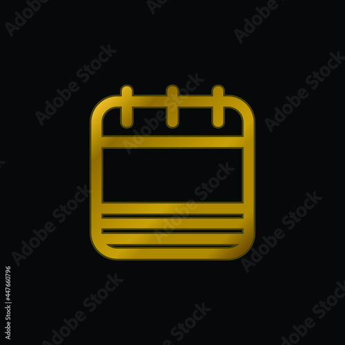 Blank Calendar Page With Stripes gold plated metalic icon or logo vector