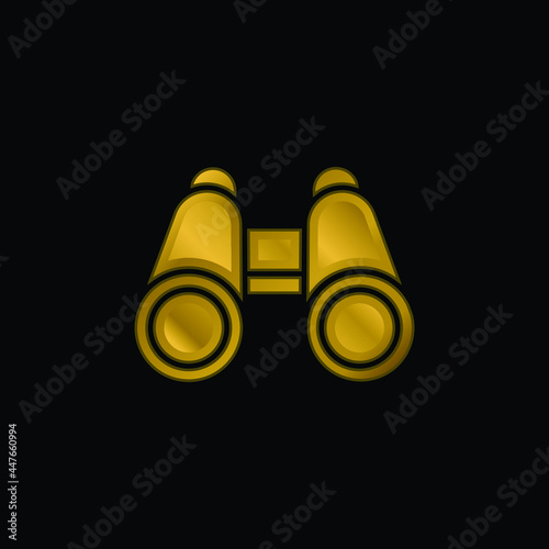 Binoculars gold plated metalic icon or logo vector