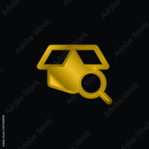 Box gold plated metalic icon or logo vector