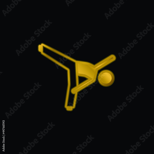 Boy Up Kick gold plated metalic icon or logo vector