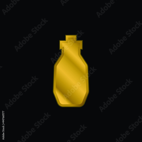 Bottle gold plated metalic icon or logo vector