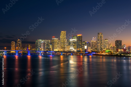 Downtown Miami Skyline and Biscayne Bay at night © Nick Fox