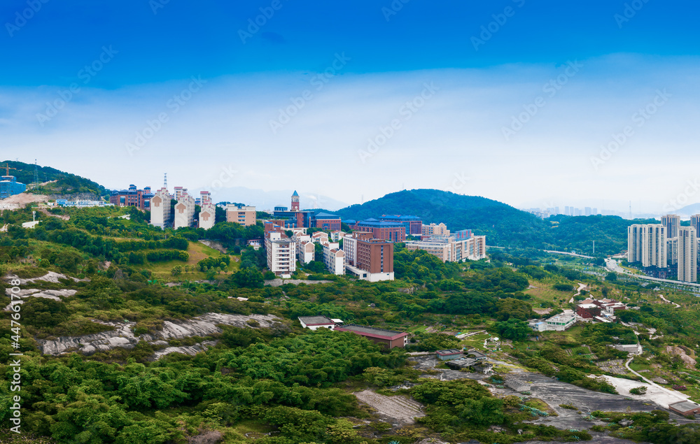 Aerial photography of scenery of Fuzhou Sunshine college, Fujian Province, China