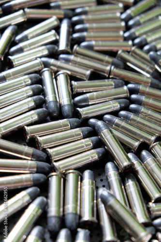 Bullets, Image of Cartridges of .38 pistols ammo. 