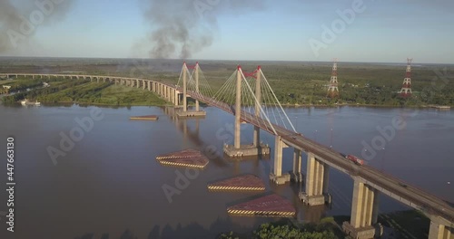 Long Arm Zarate Bridge, located in South America, Argentina, divides the province of Buenos Aires and Entre Rios. photo