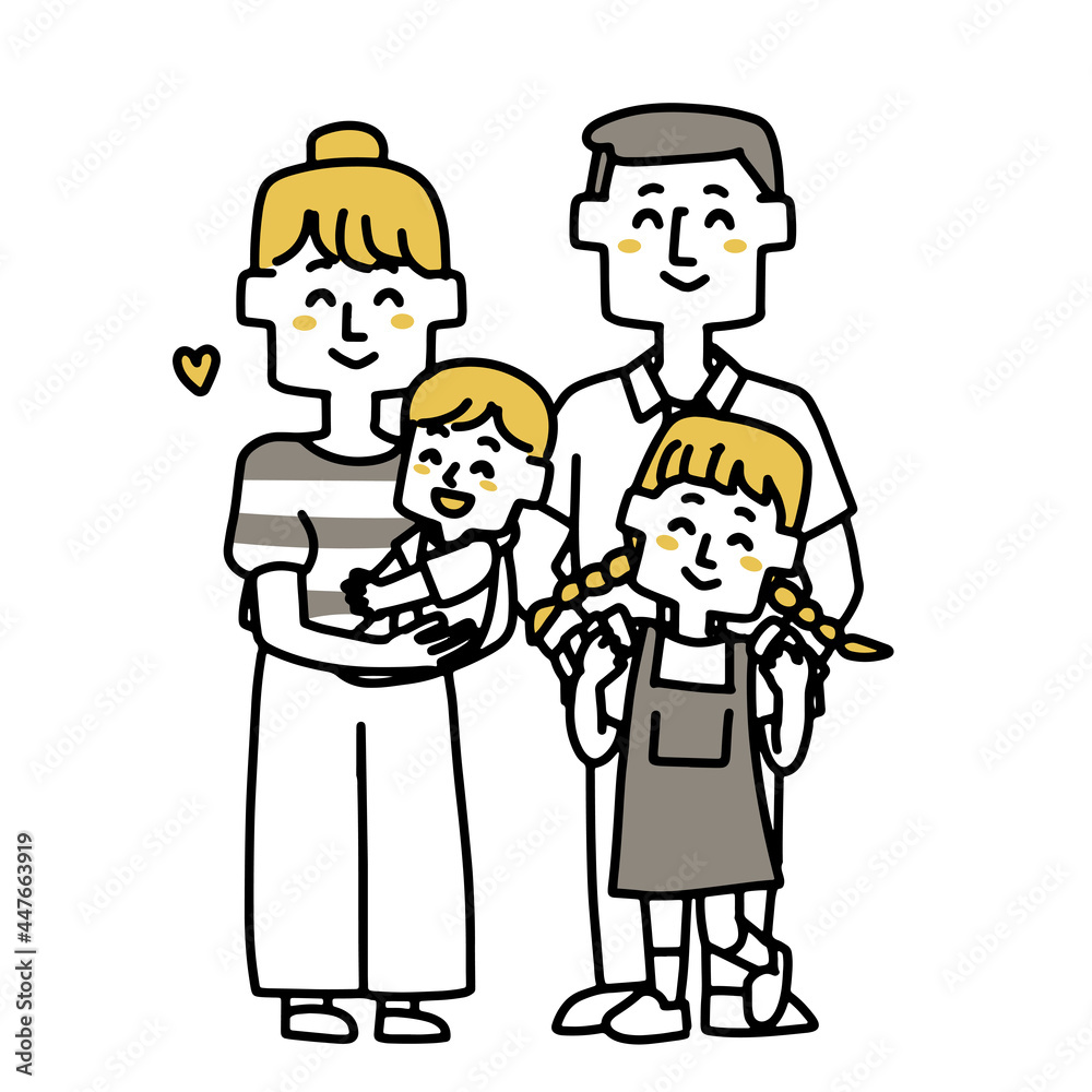 笑顔の四人家族 笑顔の四人家族