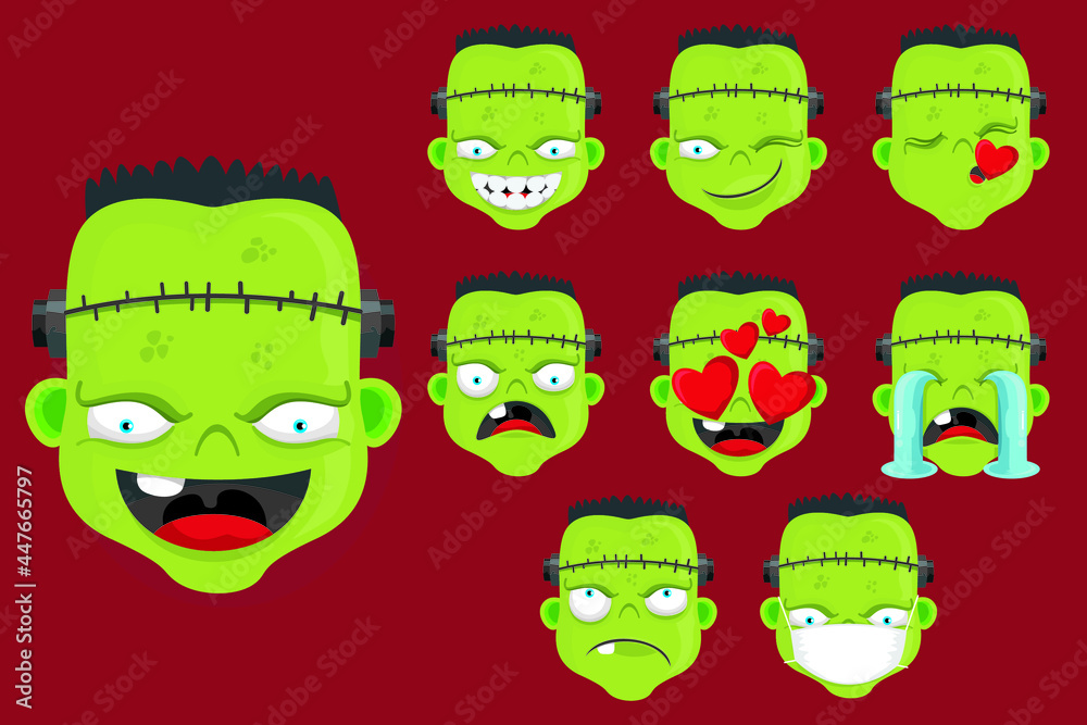Halloween Emoticon Mr Frankenstein Vector Ilustration. Monster Halloween Collection Halloween Emoticon Mr Frankenstein Vector Ilustration. Monster Halloween Collection