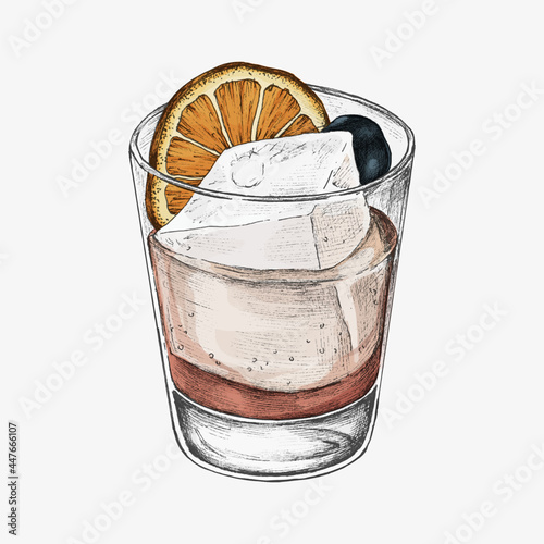 Hand drawn lemonade with ice