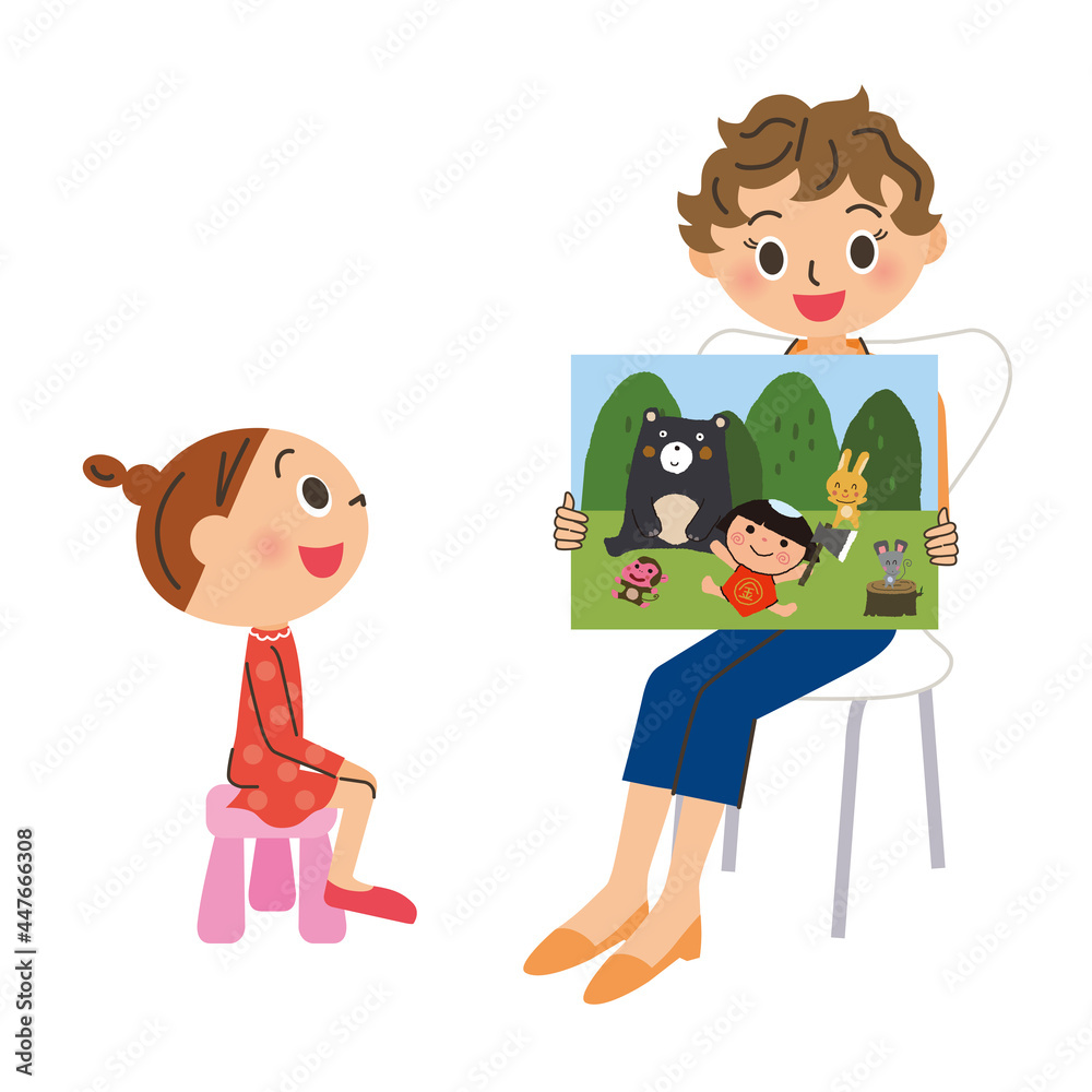 紙芝居を読み聞かせる先生と女の子 Stock Vector Adobe Stock 紙芝居を読み聞かせる先生と女の子 Stock Vector Adobe Stock