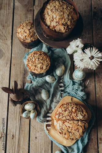 traditional fresh baked goods for easter in rustic style