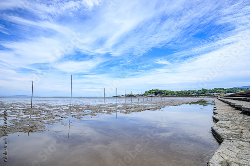 夏の有明海の干潟 佐賀県鹿島市 Ariake Sea tidal flat in summer Saga-ken Kashima city