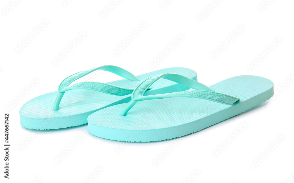 Stylish flip-flops on white background Stylish flip-flops on white background