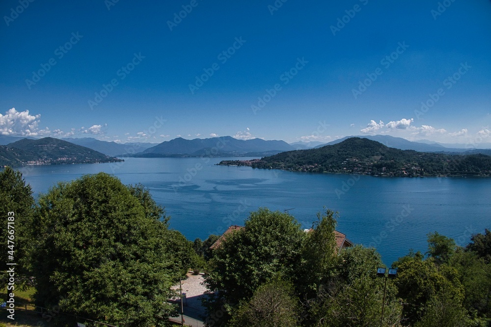 landscapes of lake maggiore with its colors on a hot July day