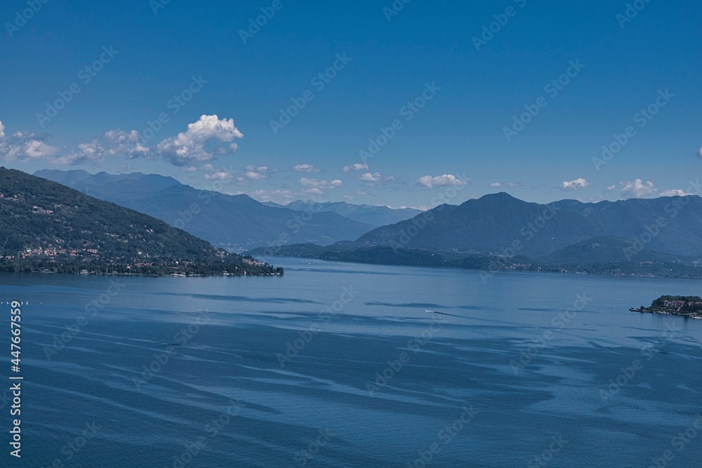 landscapes of lake maggiore with its colors on a hot July day