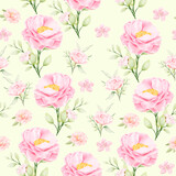 beautiful watercolor floral and leaves seamless pattern